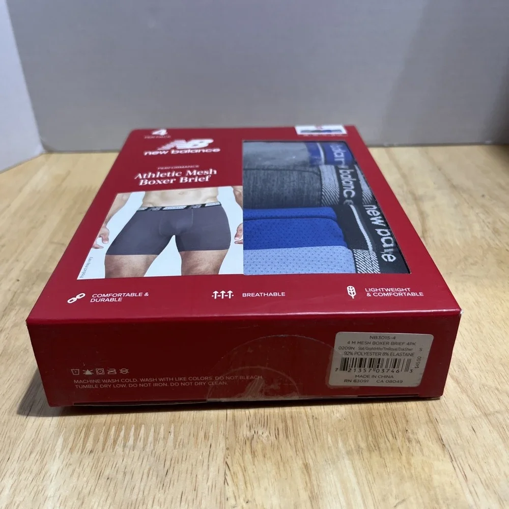 New Balance‎ Men's 4 Pack Performance Athletic Mesh Boxer Brief Men's S 28-30